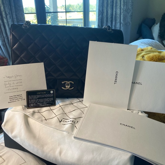 FLASH SALE 🥳BNWT 2012 AUTH CHANEL JUMBO XL DOUBLE FLAP BLACK CAVIAR - Picture 2 of 9